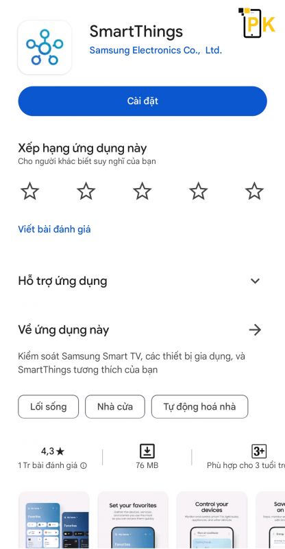 Tải ứng dụng SmartThings